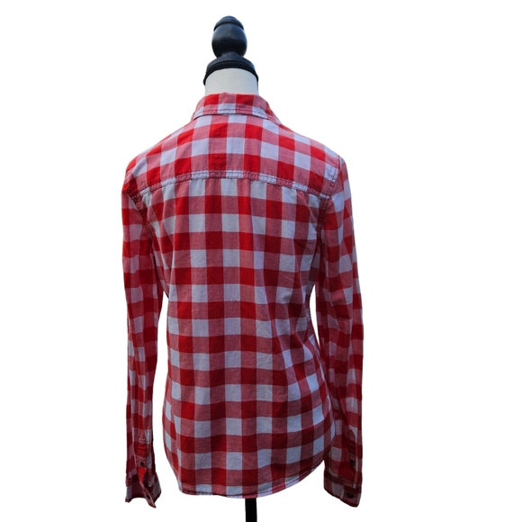Hollister Women's Red Gingham Button-down Top Medium - Picture 4 of 9